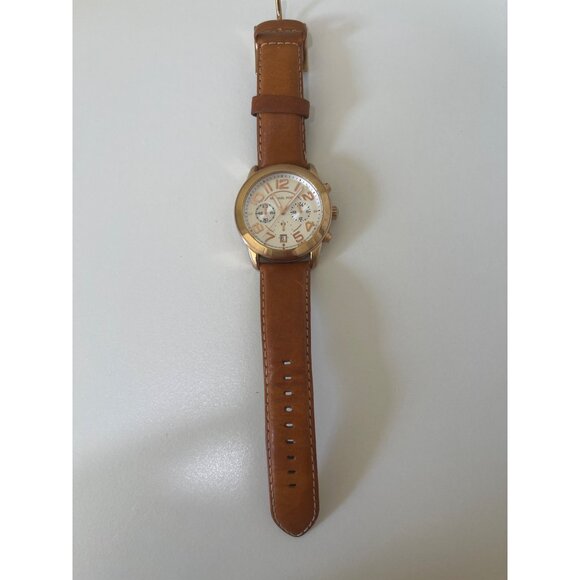 Michael Kors Womens Chronograph Watch MK-2283 Rose Gold & Tan Leather - Picture 2 of 10